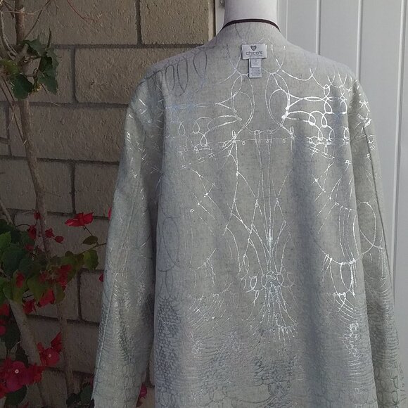 CHICO’S Drape Front Open Jacket Reversible Tan and brown Size 3=XL - Picture 9 of 12